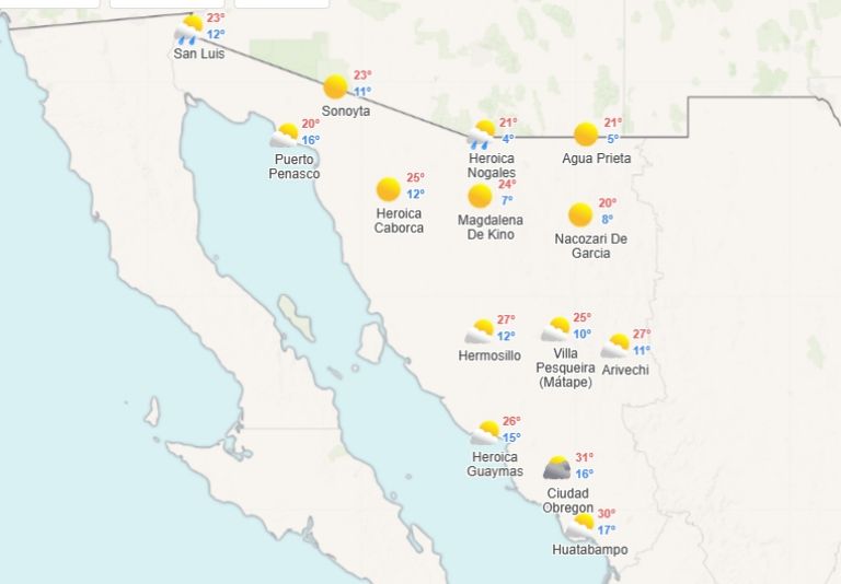 Jueves 21 de diciembre, día de lluvias en Sonora. Foto: Meteored