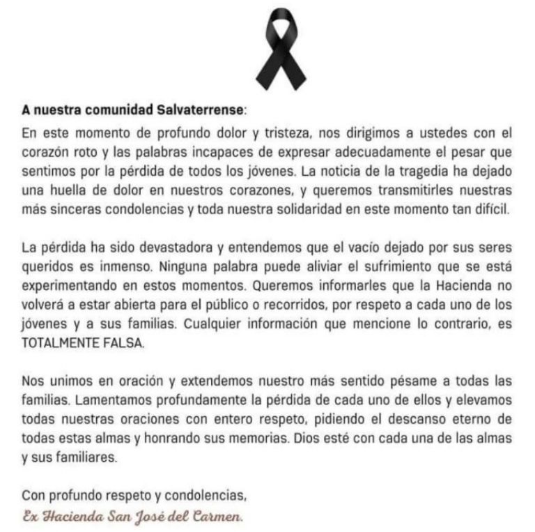 Exhacienda de San José Del Carmen cierra sus puertas permanentemente