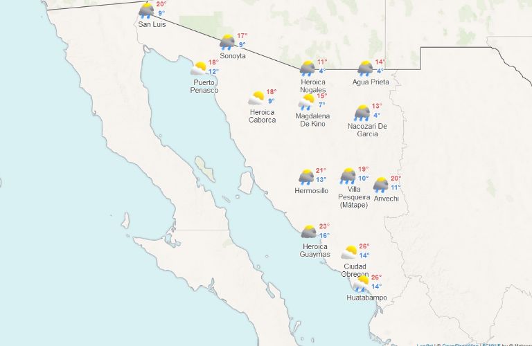 Clima de Sonora Hoy 23 de diciembre