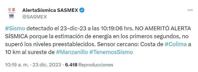 Sismo en Colima Hoy