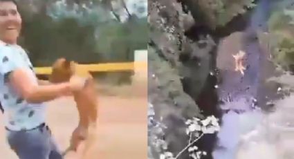 VIDEO: Joven lanza perro desde un puente y luego le dispara; internautas exigen justicia