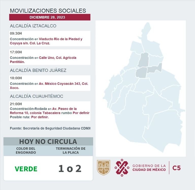 Tráfico en CDMX hoy 28 de diciembre