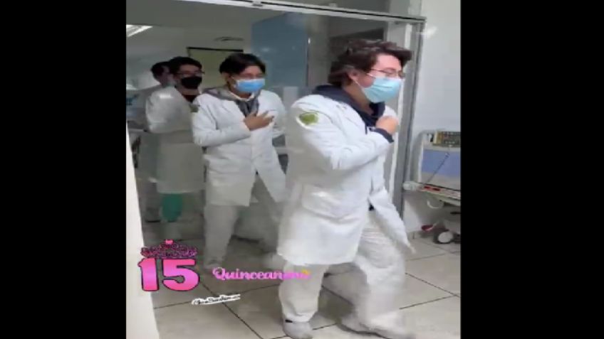 Personal de salud celebra XV años de paciente; bailan el vals con ella