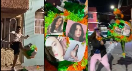 VIDEO: Arman piñata con fotos de sus exparejas y la destrozan en una fiesta de Zacatecas