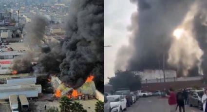 VIDEO: Fuerte incendio en una bodega provoca el desalojo de un hospital del IMSS en Tijuana