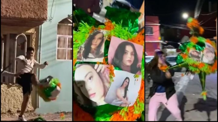 VIDEO: Arman piñata con fotos de sus exparejas y la destrozan en una fiesta de Zacatecas