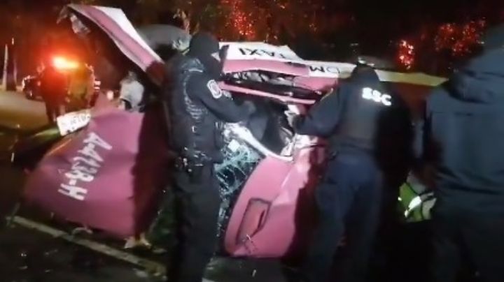 Fatídico accidente: Taxi se impacta contra árbol en Periférico Sur y deja una mujer muerta