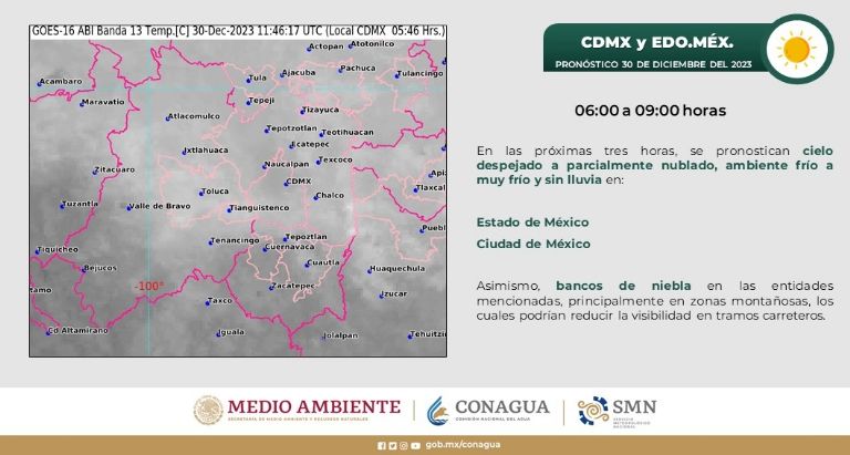 Clima en CDMX hoy 30 de diciembre