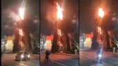 ¿Adiós a la Navidad? Se quema árbol de 10 metros en Tlalnepantla; culpan a corto circuito