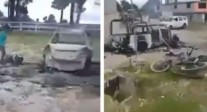 VIDEO: Así quedó la zona del enfrentamiento en Texcaltitlán; cuerpos en el piso e incendios