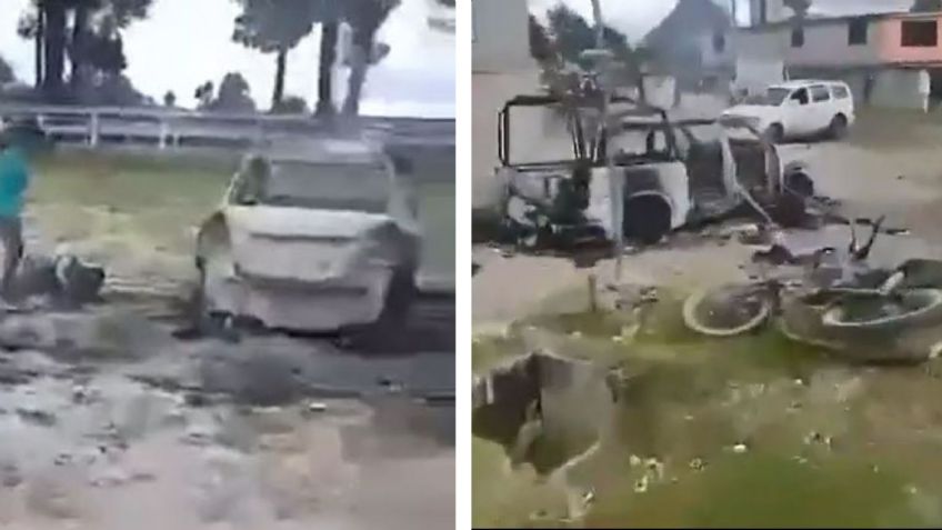 VIDEO: Así quedó la zona del enfrentamiento en Texcaltitlán; cuerpos en el piso e incendios