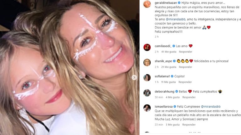 Geraldine felicitó a su hija Miranda