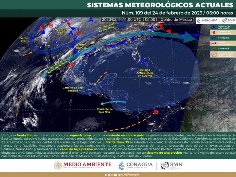 Pronóstico del clima de hoy viernes 24 de febrero. Foto: Conagua