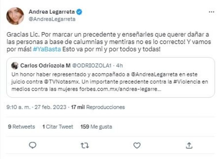 Tuit de Andrea Legarreta