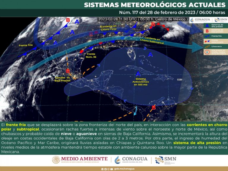 Así será el clima en México hoy martes 28 de febrero. Foto: Conagua