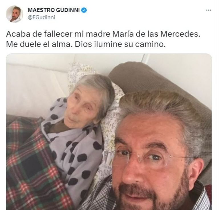 Maestro Gudinni anuncia la muerte de su madre