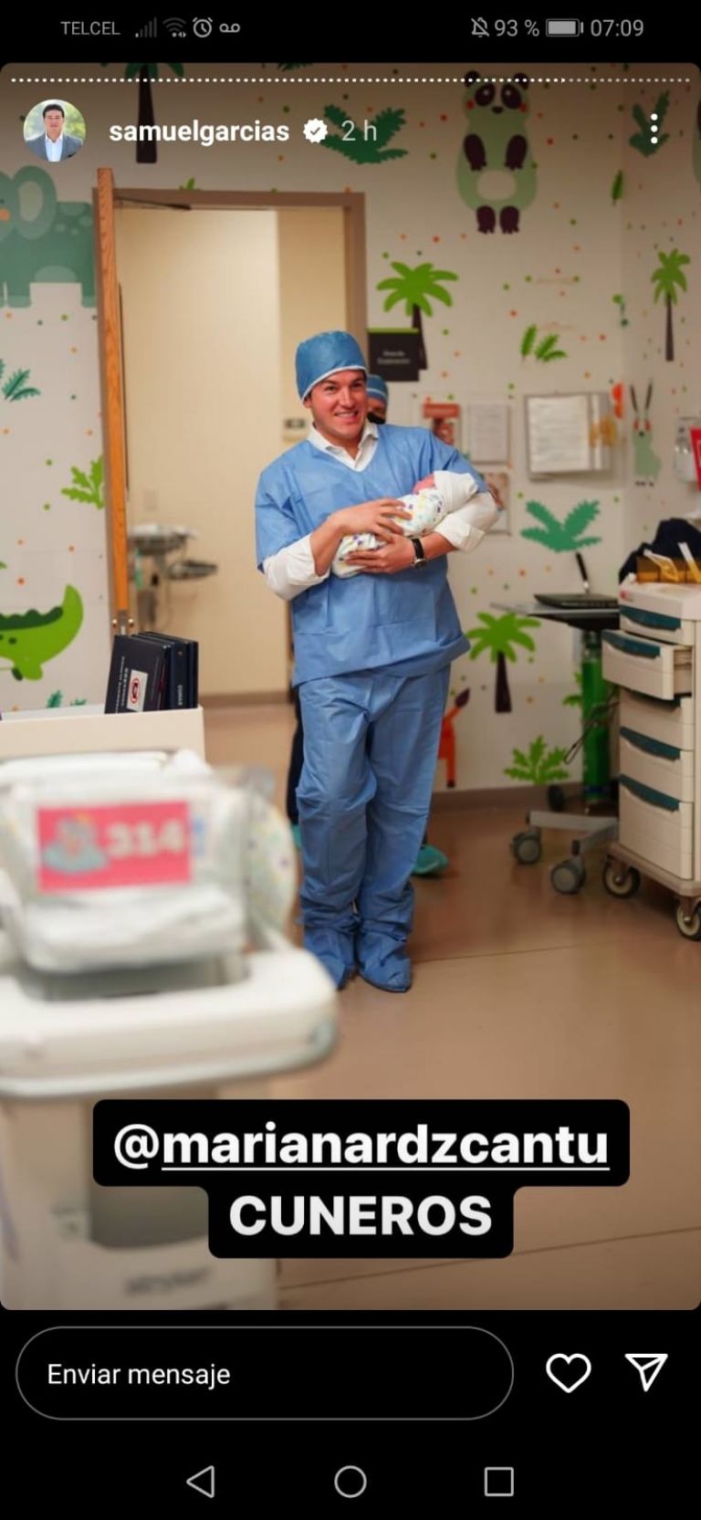 Samuel García festeja el nacimiento de su bebé. Foto: Instagram