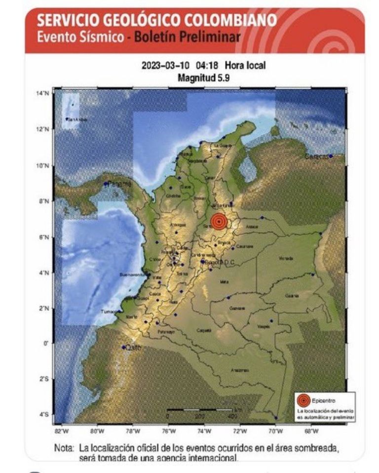 Temblor sacudió Colombia este viernes. Foto: Internet