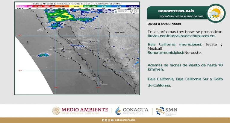 Pronóstico del clima en Sonora para este lunes. Foto: Conagua