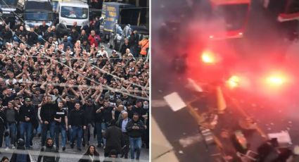 Aficionados se enfrentan a la policía y causan destrozos previo al Napoli vs Eintracht de Frankfurt