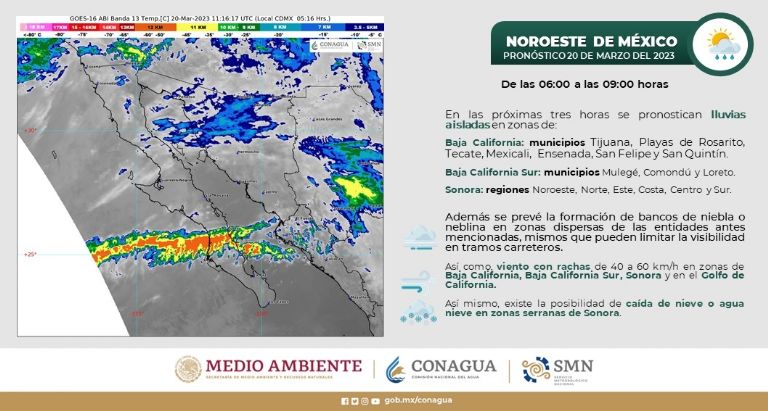 Pronóstico del clima en Sonora hoy lunes 20 de marzo. Foto: Conagua