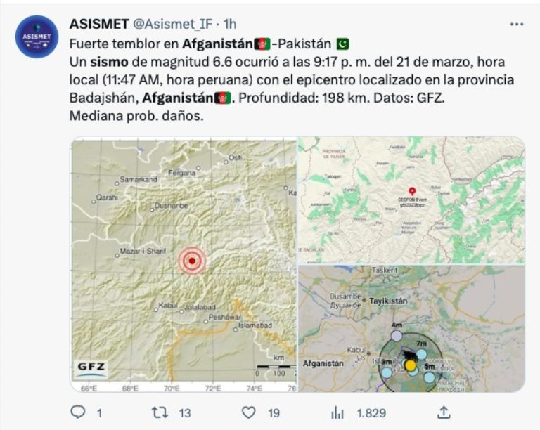 Sismo Afganistán 