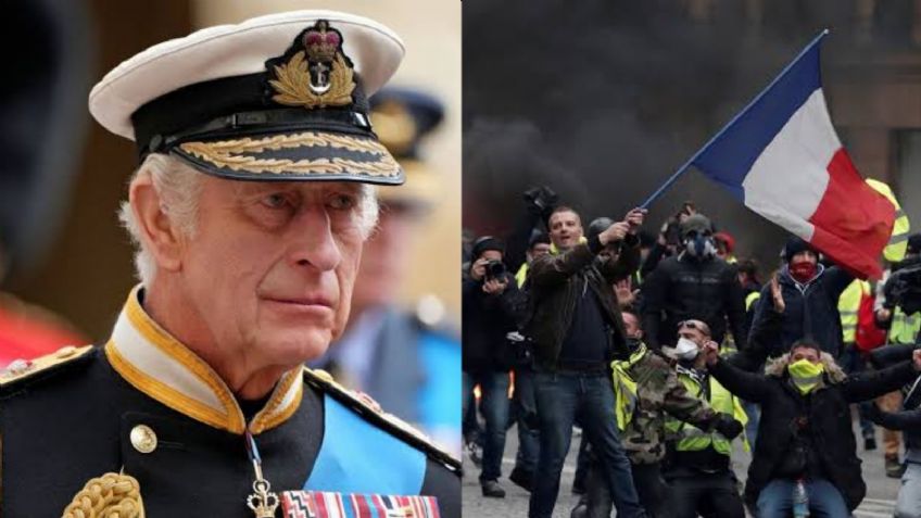 Protestas en Francia dan golpe a Carlos III; por seguridad, banquete con Macron no será en Versalles
