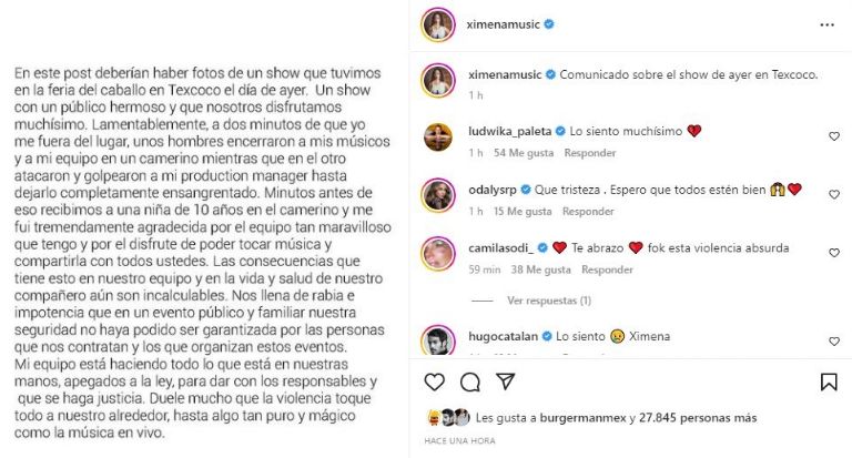 Comunicado de Ximena Sariñana 
