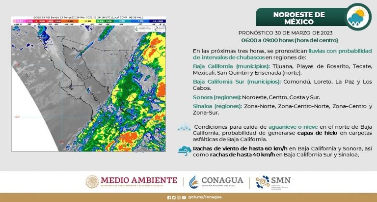 Clima en Sonora hoy jueves 30 de marzo. Foto: Conagua