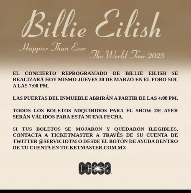 Reprograman concierto de Billie Eilish en CDMX. Foto: Intenet