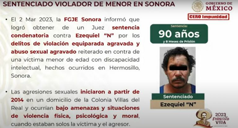 Condenan a violador en Hermosillo. Foto: Gobierno de México