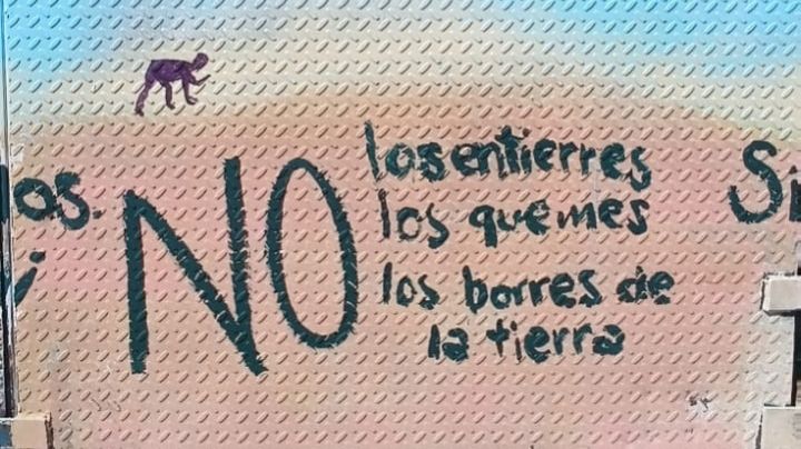 "Una pala, una mujer, un muerto sin nombre": Impactante mural de madres buscadoras en 8M