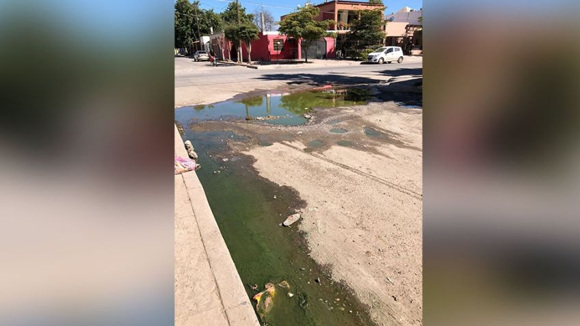 Vecinos de la colonia Cortinas en Ciudad Obregón presentan problemas con el drenaje desde hace meses