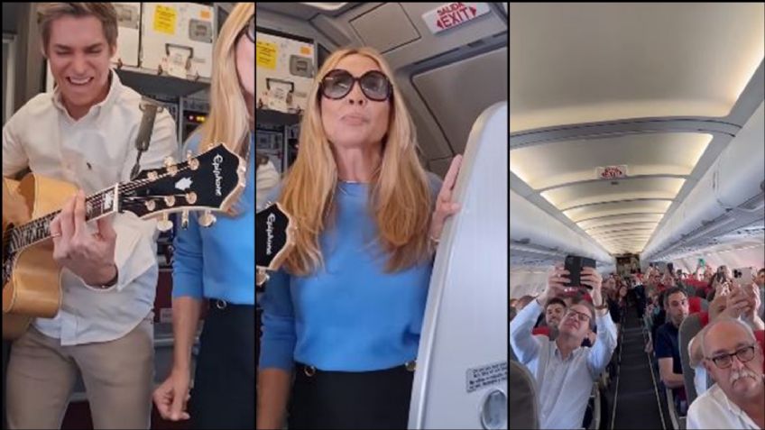 VIDEO: Los afamados cantantes, Carlos Baute y Marta Sánchez, dan concierto en pleno vuelo