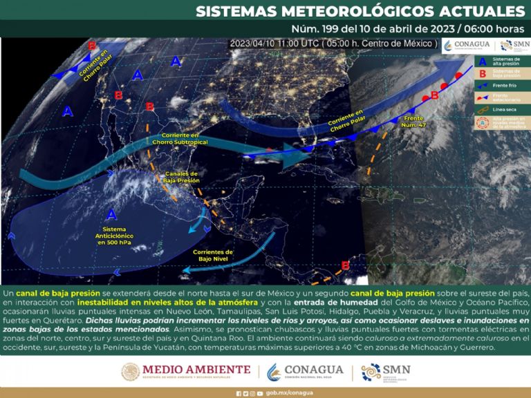 Pronóstico del clima en México hoy 10 de abril. Foto: Conagua