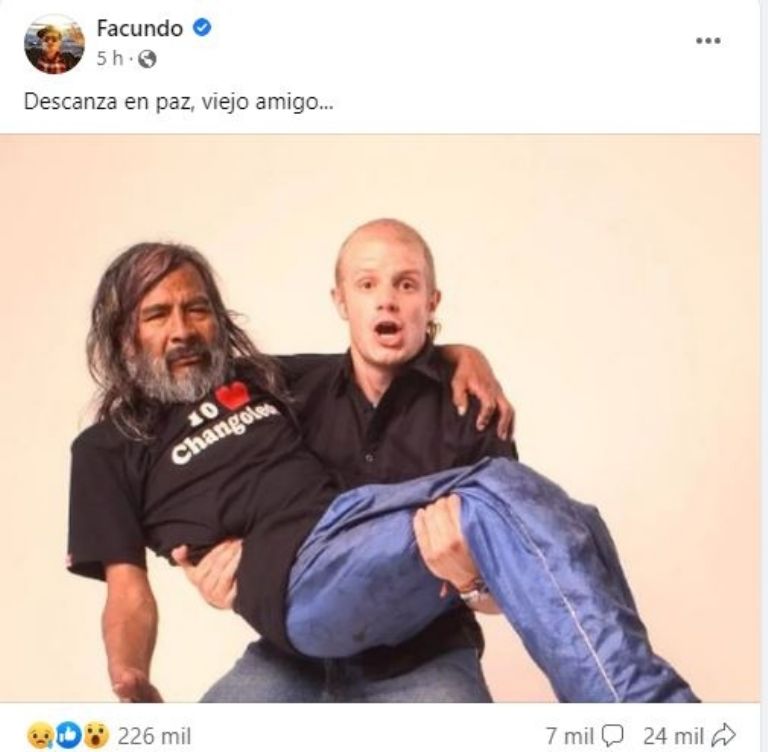 Facundo reaccionó por la muerte del 'Changoleón'