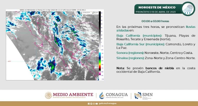 Pronóstico del clima y el tiempo para Sonora. Foto: Conagua