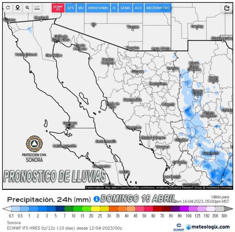 Clima en Sonora hoy domingo 16 de abril. Foto: Conagua