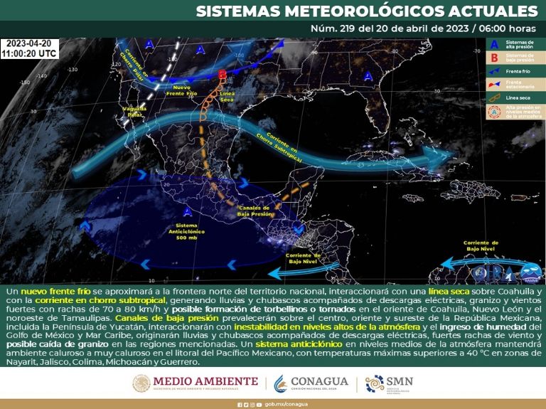 Pronóstico del clima y el tiempo de hoy para México. Foto: Conagua