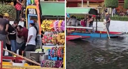 VIDEO: Se hacen virales nuevas imágenes de la pelea campal en una trajinera de Xochimilco, en CDMX