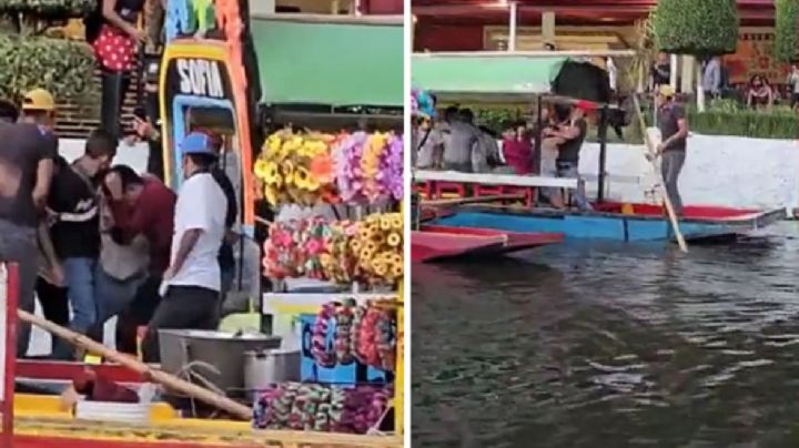 VIDEO: Se hacen virales nuevas imágenes de la pelea campal en una trajinera de Xochimilco, en CDMX