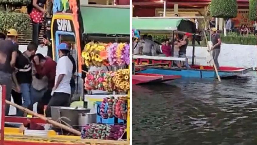 VIDEO: Se hacen virales nuevas imágenes de la pelea campal en una trajinera de Xochimilco, en CDMX