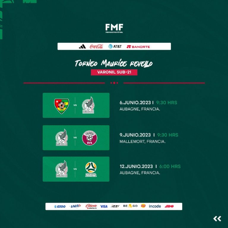 Selección Mexicana formará parte del Torneo Esperanzas de Toulon; estos serán sus próximos rivales