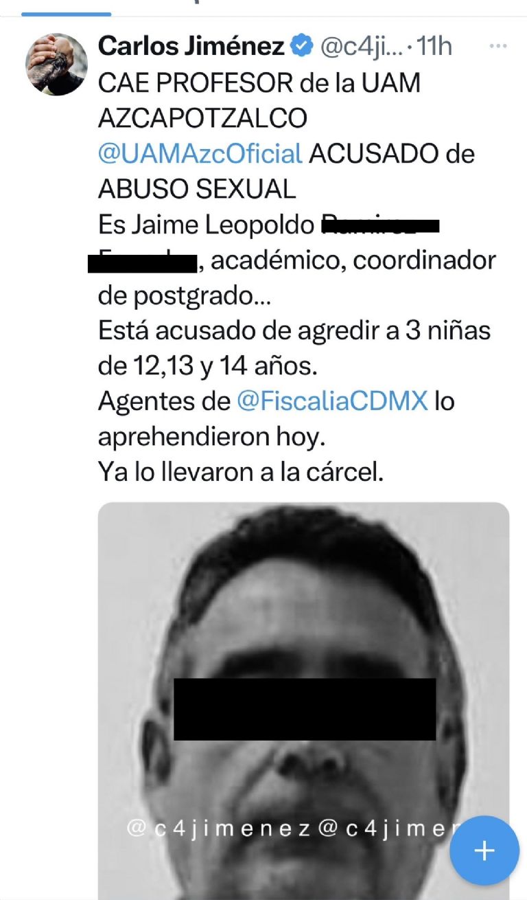Detienen a maestro acusado de abuso sexual. Foto: Twitter