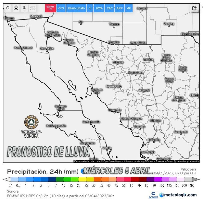 Pronóstico del clima y el tiempo para Sonora. Foto: Conagua