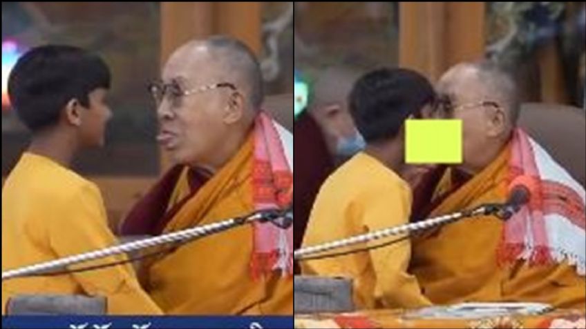 FOTO: El Dalái Lama provoca la furia de la gente tras besar a un menor en la boca