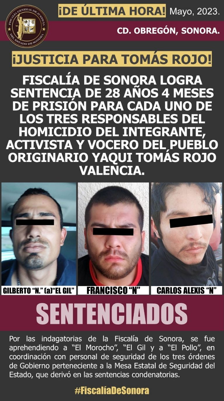 Sentencian a homicidas de Tomás Rojo. Foto: Twitter