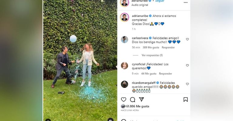 Adrián Uribe y su esposa