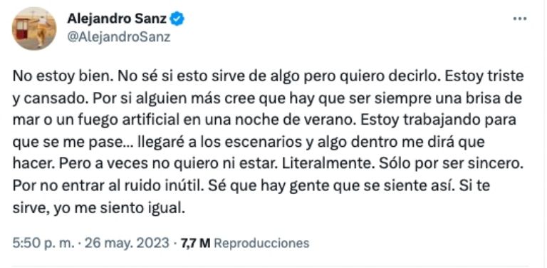 Tuit Alejandro Sanz 