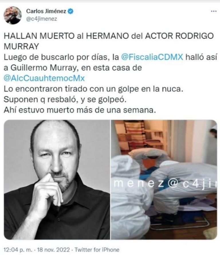 muerte de hermano de Rodrigo Murray